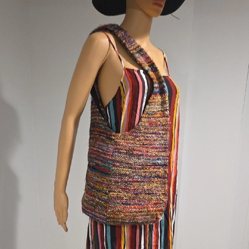 Multicolor Woven Hobo Bag